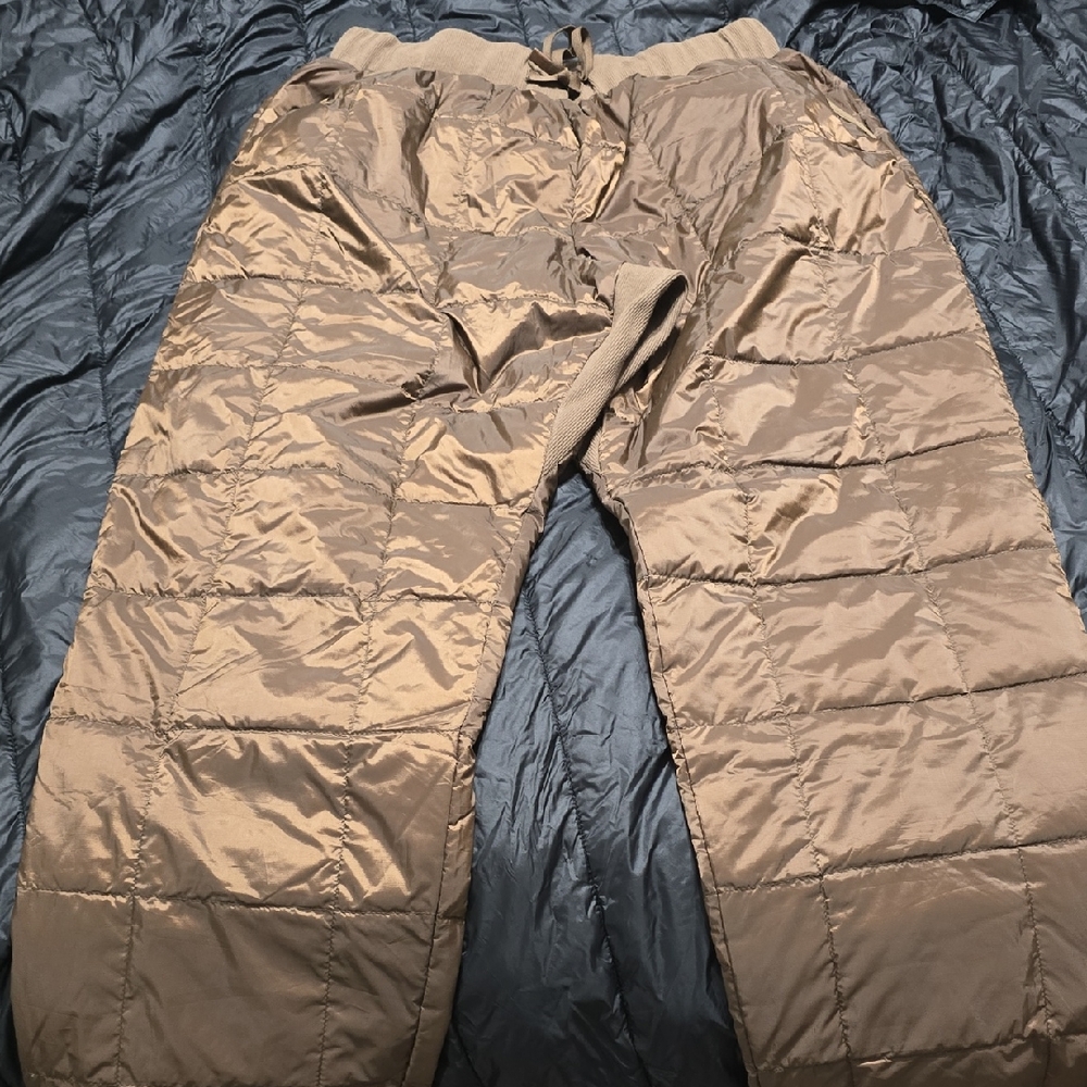 Brown Insulated Down Joggers with Quilted Design